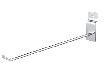 uyoyous Lamellenwand-Haken 30 cm, 4,2 mm dick, Metall Wandhaken Display Haken Lamellenwand, Slatwall-haken, Zubehör für Laden, Garage, Einzelhandel, 100 Stück