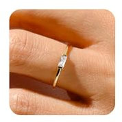 ZHESHY Ring Gold Silber für Damen Geburtsstein 14K Vergoldet Ringe mit Zirkonia goldene Stapelringe Daumenring Hypoallergene für Frauen Mädchen Geburtstag Personalisiertes Geschenk Größe 52-64