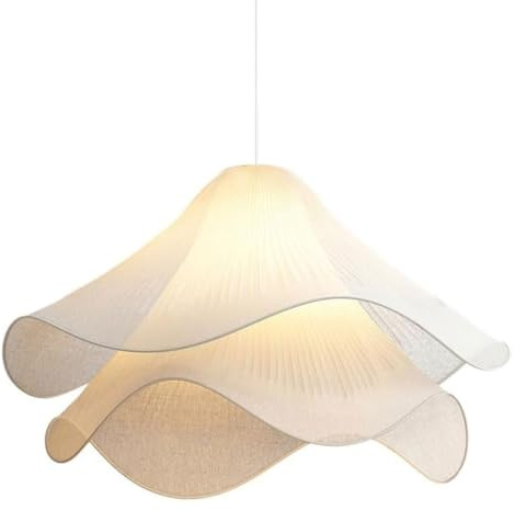 MODEBHD Moderne einfache Hängelampe, cremefarbener Blütenblatt-Stoff-Kronleuchter, Dekoration, warme romantische LED-Pendelleuchte für Innen, Wohnzimmer, Esszimmer, Schlafzimmer, Zuhause, Hängelampe,