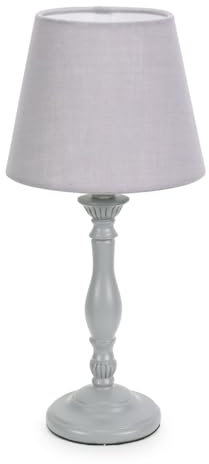 ValueLights | Grey Wood Candlestick Bedside Table Lamp with a Tapered Lampshade Living Room Bedroom Light | Table Lamps, Home Décor & Improvement Essential
