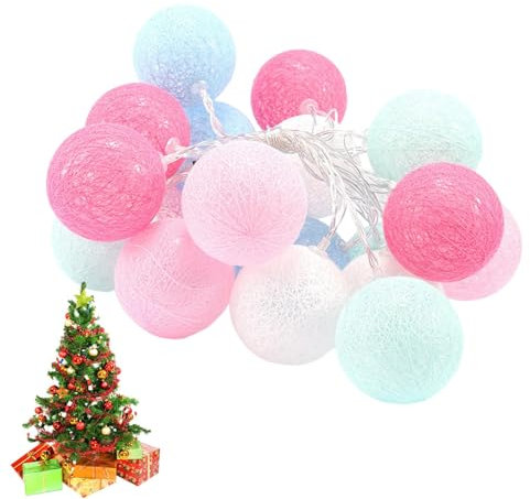Guirnalda luminosa de bola para dormitorio, guirnalda de luces LED | Luces LED bola de algodón de Navidad - Guirnalda de luces USB para exterior, patio, terraza, barandilla, escalera, valla