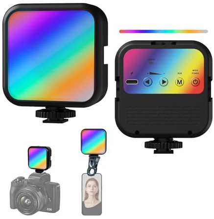 Luz de Vídeo LED RGB Recargable 1800mAh con 4 Zapatas Frías CRI90+, 3000K-7000K, 20 Escenas Portátil a Todo Color de 360° para TikTok, Creador de Contenido, Fotógrafo