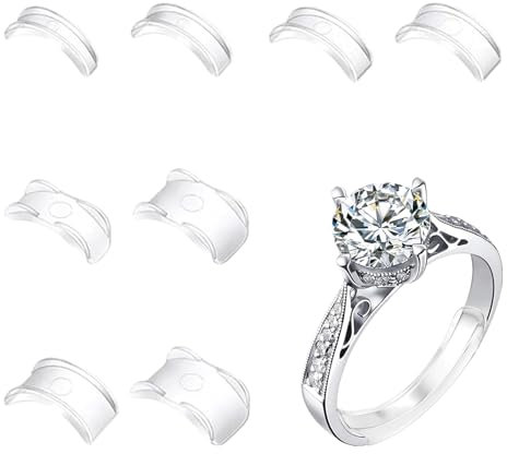 8 Stück Ring Verkleinerung, Transparent Ringverkleinerer Unsichtbar, Ring Verkleinerung Unsichtbar, für Alle Lose Ringe Unsichtbarer Größenversteller, Verschiedene Größen