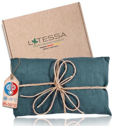 LATESSA® Kirschkernkissen Mikrowelle, aus feinsten Leinen, modern nachhaltig & fair, hochwertiges großes Körnerkissen für Nacken Schulter Bauch & Rücken Wärmekissen für Baby Kinder & Erwachsene