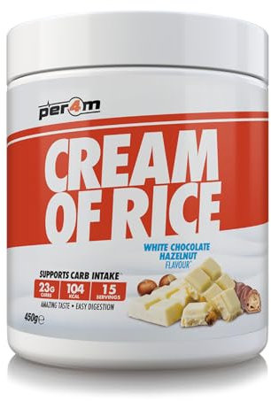 Per4m Cream Of Rice | 15 Servings | High Carbohydrate Cream Of Rice | Breakfast Replacement | Low Sugar Gym Supplements 450g NEW IMPROVED FORMULA (White Chocolate Hazelnut, 450g)