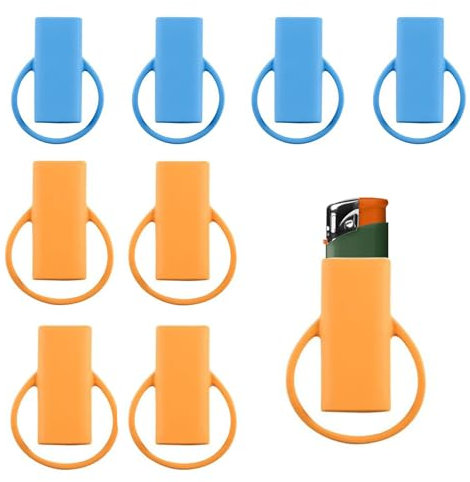 KLEHOPE Feuerzeug Anhänger, 8 Stück Silikon Feuerzeug Halter, 59 x 26 x 13 mm Tragbare Feuerzeug Hülle, Elastische Feuerzeughülle, für Sicherung und Schutz Feuerzeugs