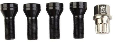 TREGOO Rueda Tornillos Llantas Compatible con Mini para R50 M14 X1.25 4 Pernos De Bloqueo De Rueda De Aleación Negra Tuercas Rueda Clave con Juego Pernos De Acero Largos Pernos para Llantas(M14 1.25)