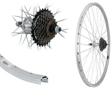 AGGRO-X 28 Zoll Alu Hinterrad 19-622 Laufrad Hohlkammer V-Profil Felgenbremse mit 7 Fach Zahnkranz 21 Gang