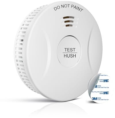 Rauchmelder 10 Jahre Batterie, feuermelder mit Klebepads，Mute Funktion, 85 dB Alarmton, Brandmelder für den Brandschutz zu Hause 1 Set