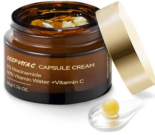 Deep Vita C Capsule Cream, Face Capsule Moisturizer, Crème Capsule Vitamine C, Aging Wrinkles Améliore le Teint de Peau, Convient à Tous Les Types de Peau-50G