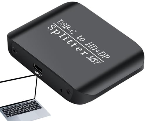 Générique USB C Adapter, Splitter Cable Adapter, 3.03 x 2.17 in Double Monitor Setup, Portable Function, Stable Gadget for Laptop, Computer, Desktop Devices, Office, Home Workstation