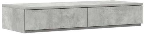 vidaXL Stauraum Bettgestell Betongrau 90X200 cm Holzwerkstoff Mit vielen Schubladen Modernes Design Einfache Montage