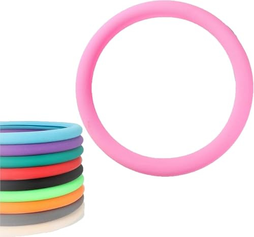 Car Steering Wheel Protective Cover, Steering Wheel Protective Cover, Cool Non-Slip Silicone Steering Wheel Protector, Soft Silicone Steering Wheel Cover (Pink)