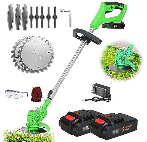 Tondeuse à Gazon Manuelle, Tondeuse à Gazon sans Fil, 24 V, avec Chargeur de Batterie et poignée télescopique pour tondre la pelouse