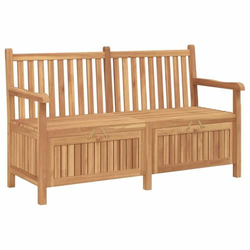 vidaXL Garden Storage Bench Brown 150 x 60 x 90 cm Solid teak wood, Garden and Terrace, Rustic Design, Storage Bench, Ergonomic Outdoor Seating, Teak Furniture for Patio Relaxation