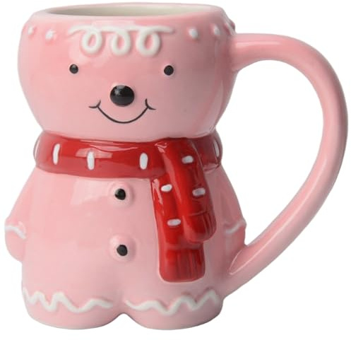 SMELEYOU Christmas Decorations Christmas Mugs 350ml Cute Gingerbread Man Ceramic Coffee Mug with Handle Gingerbread Decor for Tea Cocoa Hot Drinks Style-2