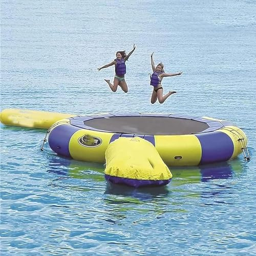 Trampolino gonfiabile ad acqua con scivolo per salti sicuri e divertimento in laghi e piscine