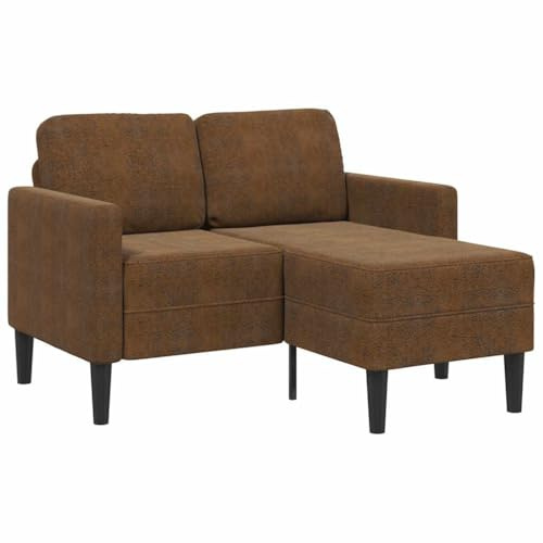 RMIHSJG L-Form Sofa mit Chaiselongue 125 cm Breite Braun Kunstleder 2-Sitzer Polstergarnitur für Wohnzimmer mit robustem Metallrahmen und pflegeleichter Oberfläche