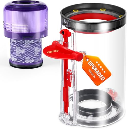 Upgraded Dust Bin Replacement Compatible with Dyson V11 V15 SV14 SV15 SV22 Vacuum Cleaner, Clear Bin Compatible with Dyson Canister Part No.970050-01/965443-01 with HEPA Filter
