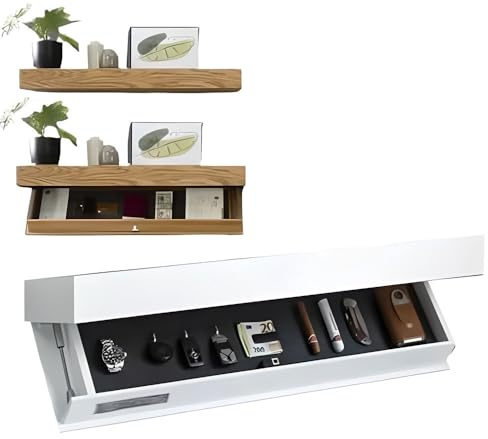 Étagère de rangement cachée, étagère murale de dissimulation avec porte piège verrouillable, compartiment secret sécurisé pour la maison et le bureau