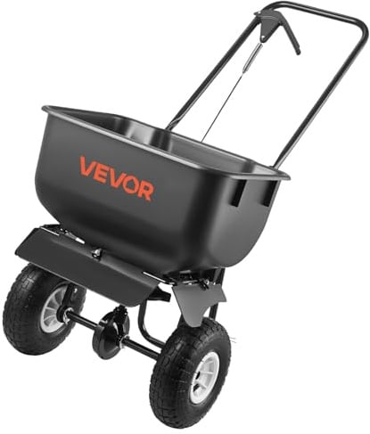 VEVOR Carro Esparcidor Manual, Ancho de Esparcimiento de 3,6 m, Sembradora de Semillas, Capacidad de Carga 36,3 kg, Distribuidor para Abono Turba Fertilizante Cal y Sal Arena, para Jardín Carretera