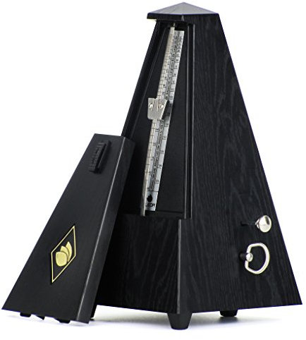 FLEOR – Métronome mécanique style pyramide, idéal pour le piano, le guitare, le violon, la batterie et tout autre instruments de musique Noir