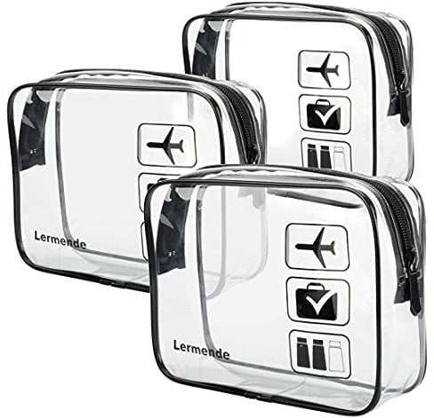 Lermende Durchsichtige Kosmetiktasche Make-up Tasche Kosmetikbeutel Kulturbeutel Kulturtasche Transparent PVC Wasserdicht Reise Kulturtasche mit Reißverschluss für Reise Toilettenartikel (3 Stück)
