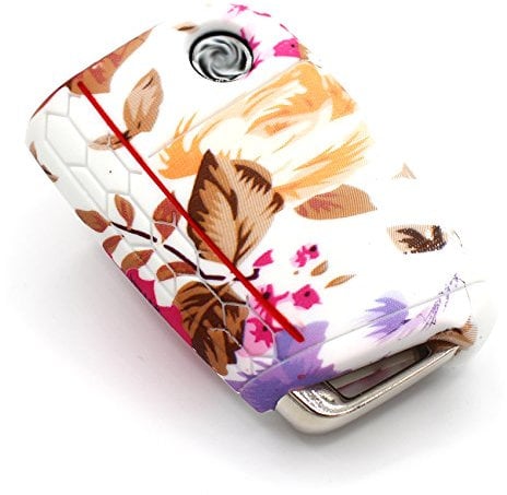 Schlüssel Hülle VB für 3 Tasten Auto Schlüssel Silikon Cover Schlüsselhülle Etui Schutzhülle (Blumenmuster)