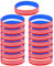 LIOOBO 15Pcs Cinturini in Silicone Bandiera Americana Bracciali in Gomma Regali per Ragazzi Uomini Donne (Rosso + Blu)