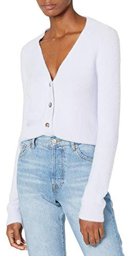 The Drop Francine, Cardigan Morbido con Scollo a V e Bottoni Frontali da Donna, Viola Polveroso, XS