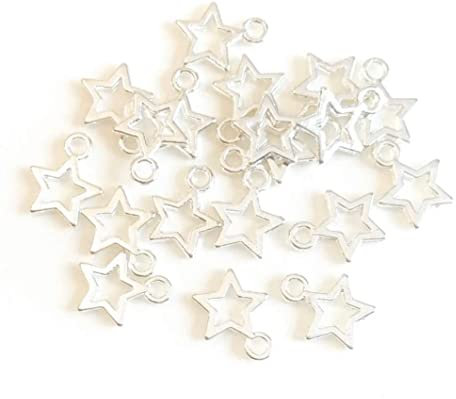 Angel Malone ® A Pack of Plated Metal STAR Pendant Charm Beads Jewellery Making Findings - UK Sellerr (Silver 20pcs. 12mm)