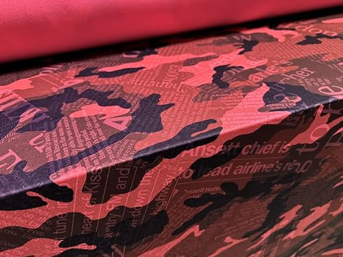 Stretch-Spandex-Krepp-Stretch-Jersey-Stoff – Camouflage-Zeitungsschlagzeilen-Druck, Meterware, Rosa