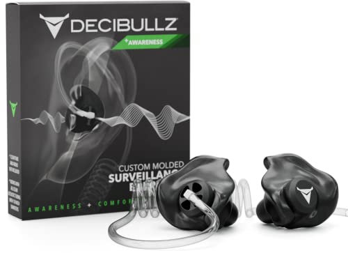 Decibullz Oreillette de Surveillance Radio bidirectionnelle moulée sur Mesure, Thermo-fit conçue pour radios acoustiques Transparentes | Modèle : +Awareness
