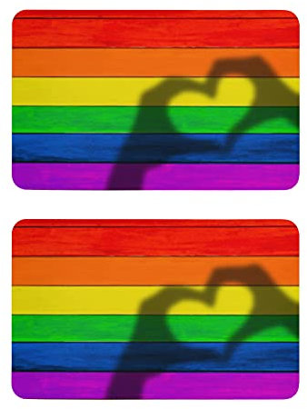 Dallonan Dekorative Kühlschrankmagnete Gay Pride Holz Regenbogen Schatten in Form von Herz Kühlschrankmagnet PVC Rechteck für Küche Geschirrspüler Magnet Haus Büro Magnete Dekor