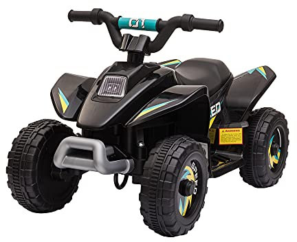 HOMCOM Quad Elettrico per Bambini da 18-36 Mesi con Batteria Ricaricabile 6V, Velocità 2.8-4.6km/h, Funzione Avanti e Indietro, 72x40x45.5cm, Nero