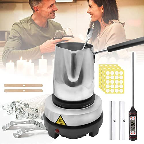 FHB NaoSIn-NiCandle Making Kits for Adults, Wax Melter Electronic Hot Plate, for Adults Beginners, Digital Thermometer, 100*Candle Wicks, Candle Centering Devices.