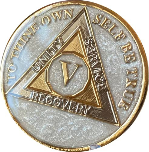 5 Jahre AA Medaillon Opulente Perle Silber Swirl Tri-Plate Nüchternheit Chip