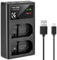 K&F Concept EN-EL15/EN-EL15a/EN-EL15b Dual Slot Fast Camera Charger, Micro USB/Type-C Dual Interface Compatible Battery for Nikon D7000, D7100, D7200, D750, D850, D810, D800 USB Cable Battery Charger