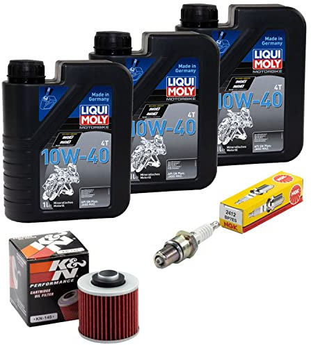Wartungspaket Öl 3L + Ölfilter + Zündkerze für Yamaha XT 500 XT500 1U6 Baujahr 1976-1989