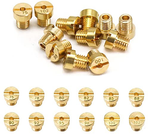 TONAUP 12 Stück Vergaser Düsen M5, 5mm Vergaser Hauptdüse Set, Dellorto Düsenset M5 für Roller Motorrad Schaltmoped, 75-102
