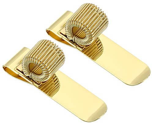 PATIKIL 2Stk Stift Halter Klammern Metall Horizontal Tragbar Einzeln Golden | Feder Schleife Bleistift Veranstalter Büro Business Taschenbuch Klemmbrett