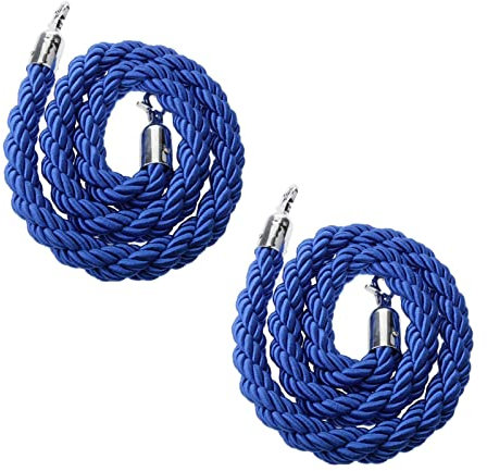 Absperrkordel 2 3 4 5 6 7 8 9 10 11 12 13 14 Fuß Lang Blau Massenkontrolle Rungenseilbarriere Mit Silbernen Haken, 2er-Pack Robuste, Gedrehte VIP-Hängeseile Zur Umleitung Der Warteschlange ( Color : B