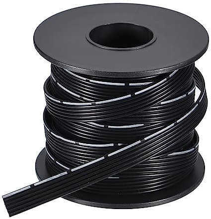 sourcing map 26AWG Ribbon Cable Silicone Wire 6Pin 26 Gauge Ribbon Wire Flat Silicone Cable 7.5m/24.6ft Black Stranded Tinned Copper Wire