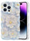 EYZUTAK Case for iPhone 13 Pro Max, Colorful Retro Oil Painting Flower Laser Glossy Pattern Cute Curly Wave Border Exquisite Phone Cover Stylish Durable TPU Protective Case for Girls Women-Light Blue