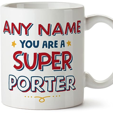 MUGFFINS Personalised Mug for Porter - in English - You are Super - Funny Custom Gift for Colleagues - Ceramic 11oz Mug