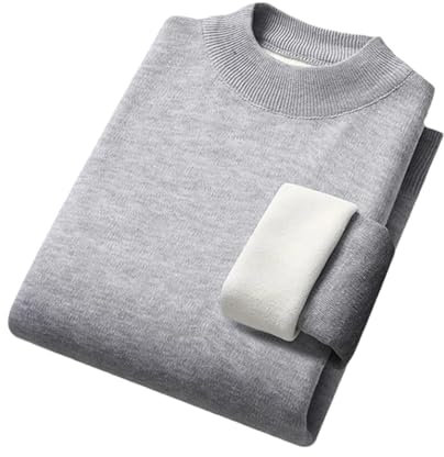 DBFBDTU Uomo Tinta unita Dolcevita Maglione Pile Caldo Maglia Pullover Casual Slim Fit Maglione, Collo a lupetto grigio9, 2XL
