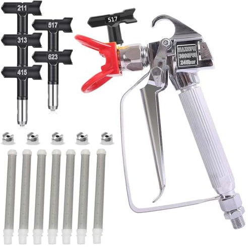 Airless-Farbspritzpistole und Sprinkler 517 für alle Airless-Farbmaschinen, rotierende Dichtungen und 3600 PSI Hochdruck-Sprüher