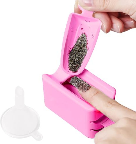 ieron Nail Dip Powder Tray Recycling Tool 2 in 1 Nail Art Dip Dipping Powder Recycling Container Tray Tool, Portable Nail Powder Storage Box Pink