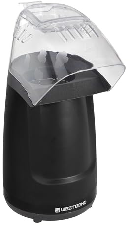 West Bend Air Crazy Popcorn Machine for Healthy Snacking with No Oil, 4-Quart, Black