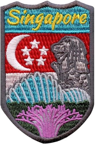 Karma Patch Singapore Shield Patch (3 Inch) Embroidered Iron-on Badge Travel Souvenir Emblem Perfect for Backpacks, Luggage, Hats, Bags, Crafts, DIY Gift Patches
